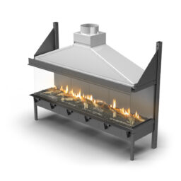 sinatra three sided gas fireplace flue open